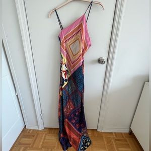 Staud Silk Asymmetric Patchwork Dress - Small